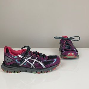 ASICS Women's Black and Pink Running Shoes
